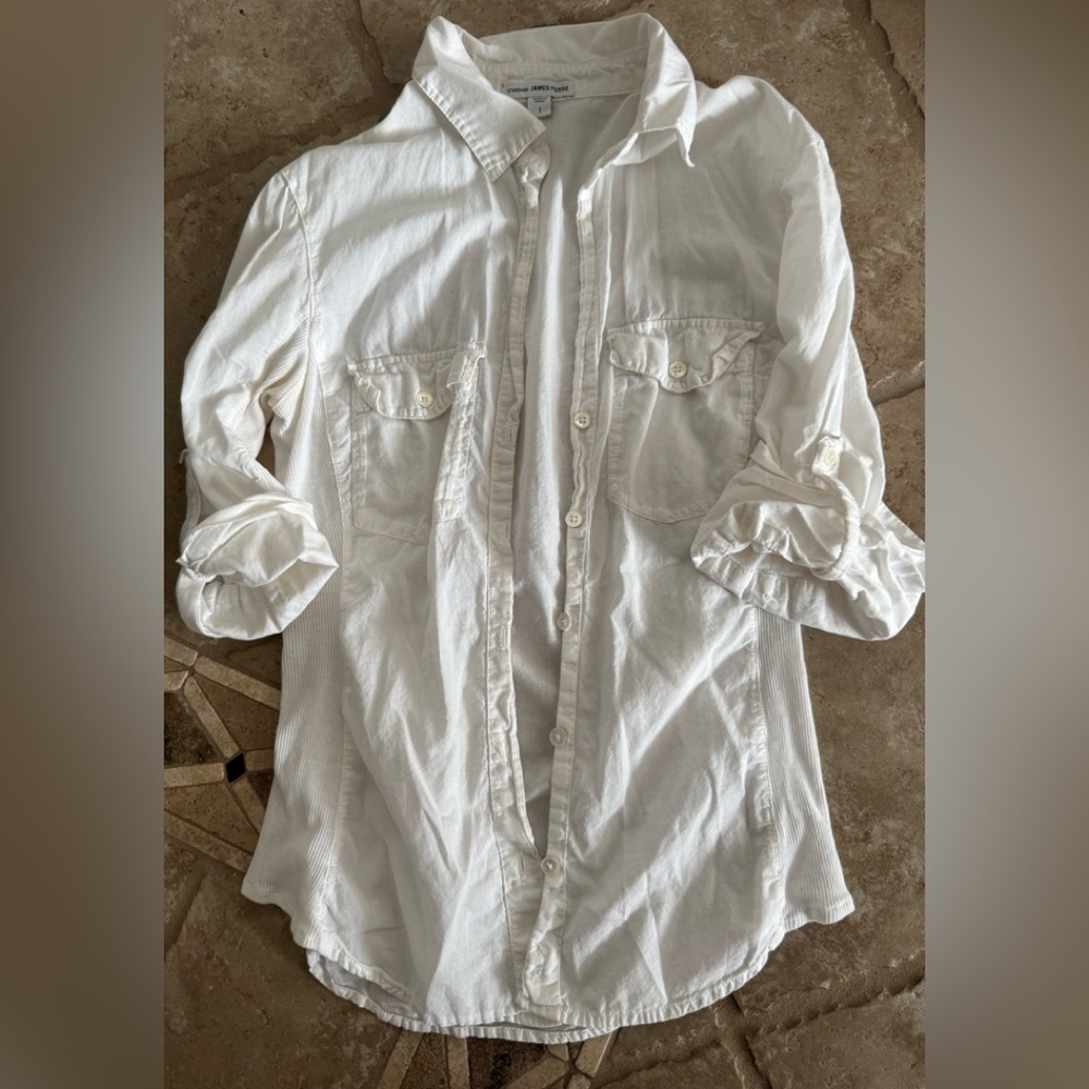 James Perse Ivory Collared Shirt